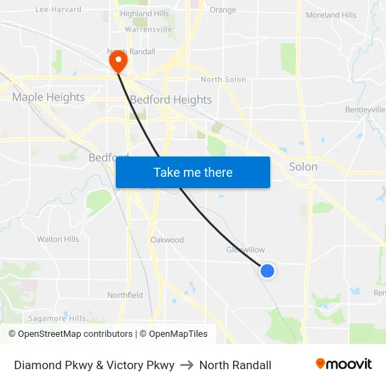 Diamond Pkwy & Victory Pkwy to North Randall map