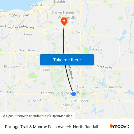 Portage Trail & Munroe Falls Ave to North Randall map