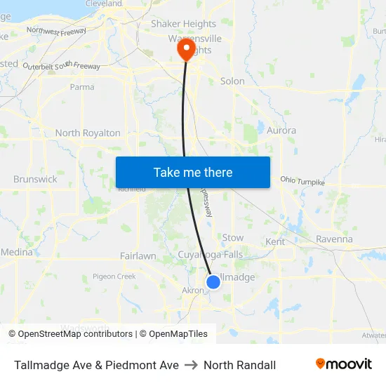 Tallmadge Ave & Piedmont Ave to North Randall map