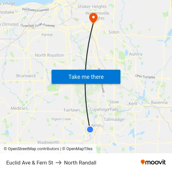 Euclid Ave & Fern St to North Randall map