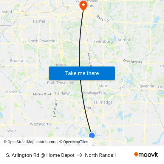 S. Arlington Rd @ Home Depot to North Randall map