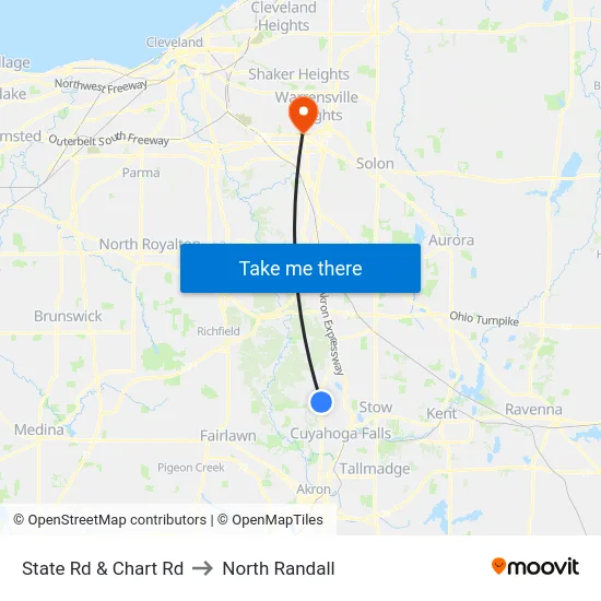 State Rd  &  Chart Rd to North Randall map