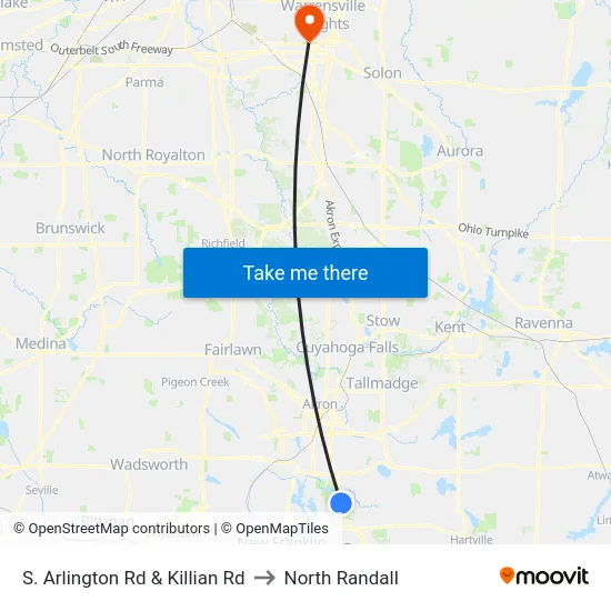 S. Arlington Rd & Killian Rd to North Randall map