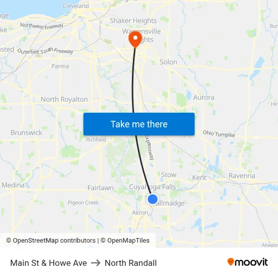 Main St & Howe Ave to North Randall map