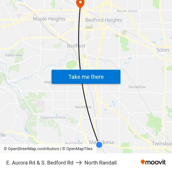 E. Aurora Rd & S. Bedford Rd to North Randall map