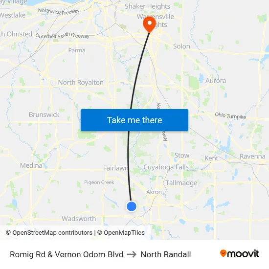 Romig Rd & Vernon Odom Blvd to North Randall map