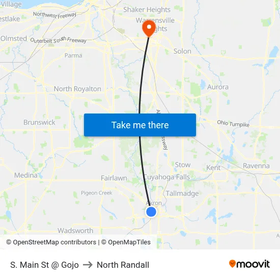 S. Main St @ Gojo to North Randall map