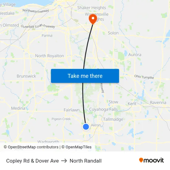 Copley Rd & Dover Ave to North Randall map