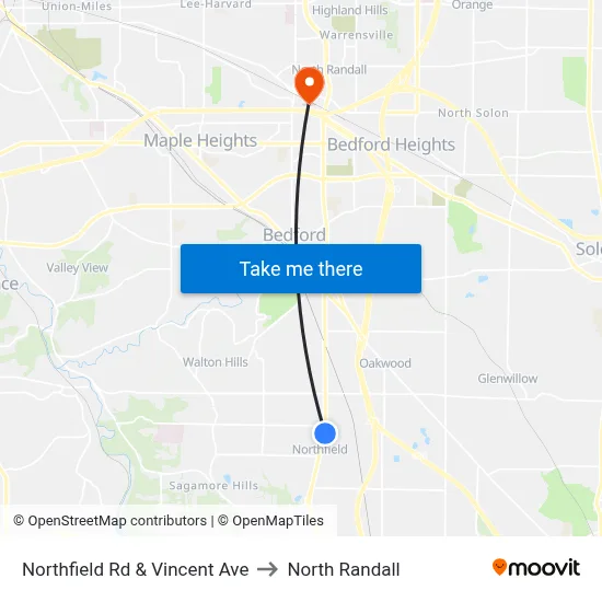 Northfield Rd & Vincent Ave to North Randall map