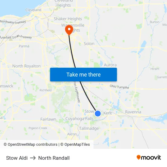 Stow Aldi to North Randall map