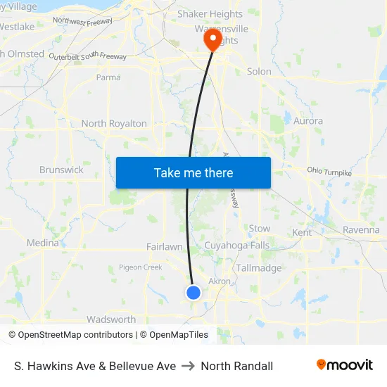 S. Hawkins Ave & Bellevue Ave to North Randall map
