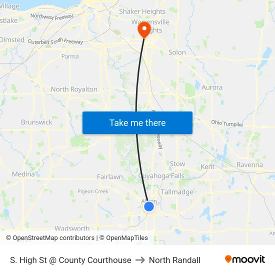 S. High St @ County Courthouse to North Randall map