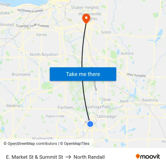 E. Market St & Summit St to North Randall map