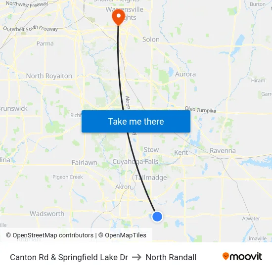 Canton Rd & Springfield Lake Dr to North Randall map