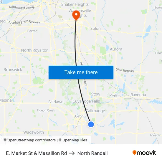 E. Market St & Massillon Rd to North Randall map