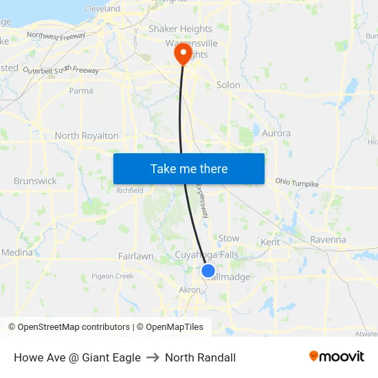 Howe Ave @ Giant Eagle to North Randall map