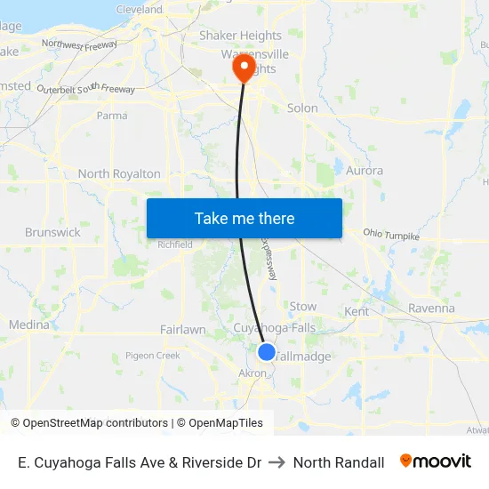 E. Cuyahoga Falls Ave & Riverside Dr to North Randall map