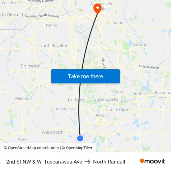 2nd St NW & W. Tuscarawas Ave to North Randall map