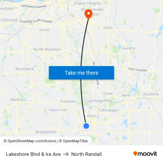 Lakeshore Blvd & Ira Ave to North Randall map