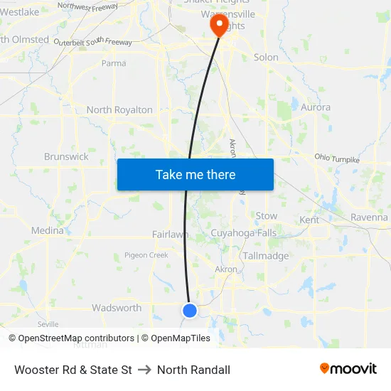 Wooster Rd & State St to North Randall map