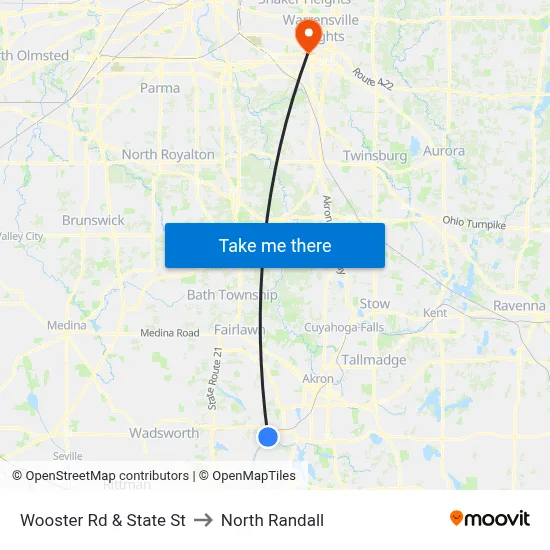 Wooster Rd & State St to North Randall map