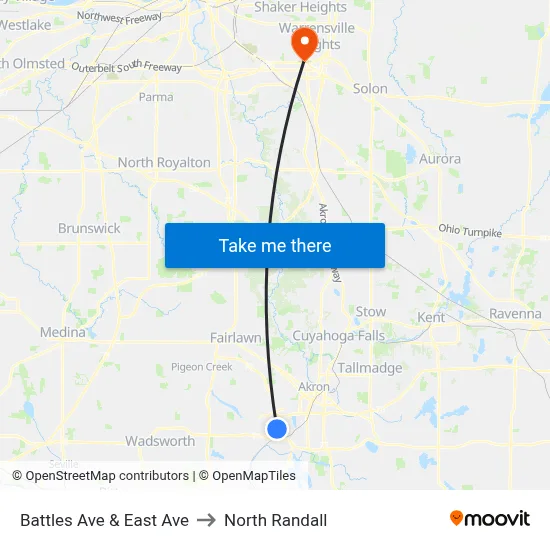 Battles Ave & East Ave to North Randall map