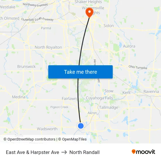 East Ave & Harpster Ave to North Randall map