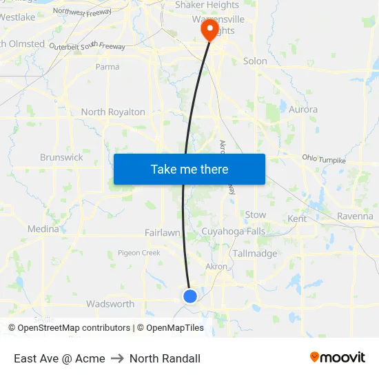 East Ave @ Acme to North Randall map