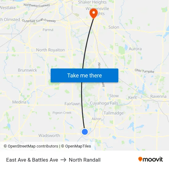 East Ave & Battles Ave to North Randall map