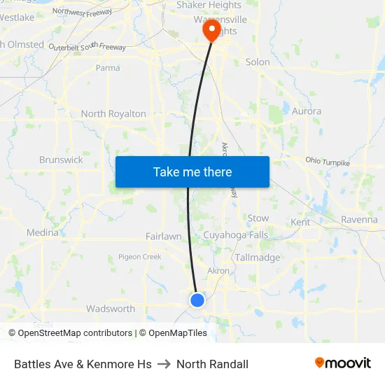 Battles Ave & Kenmore Hs to North Randall map
