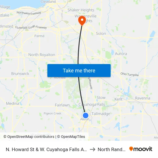 N. Howard St & W. Cuyahoga Falls Ave to North Randall map