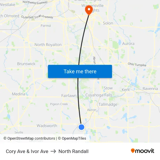 Cory Ave & Ivor Ave to North Randall map