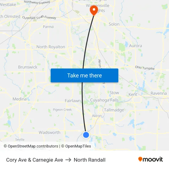Cory Ave & Carnegie Ave to North Randall map