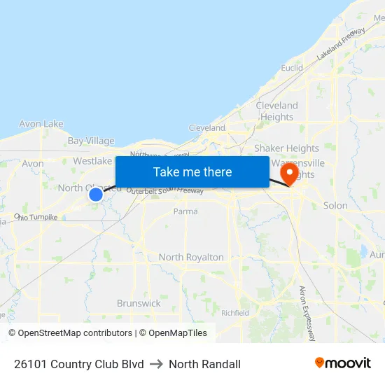 26101 Country Club Blvd to North Randall map