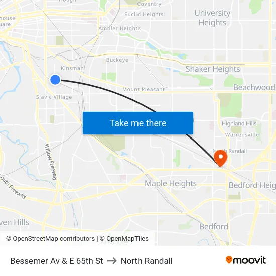 Bessemer Av & E 65th St to North Randall map