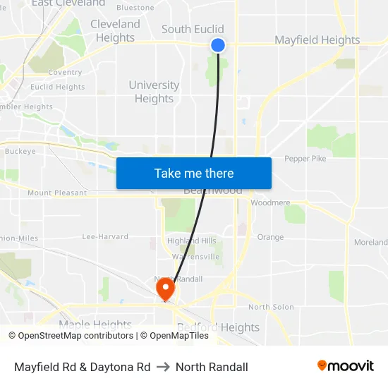 Mayfield Rd & Daytona Rd to North Randall map
