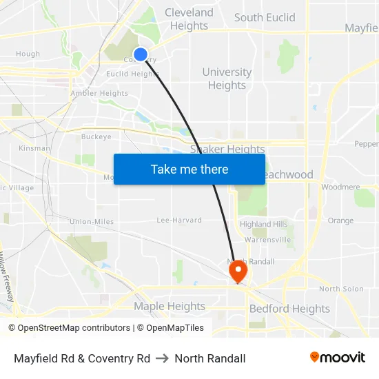Mayfield Rd & Coventry Rd to North Randall map