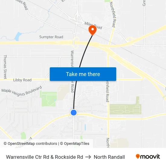 Warrensville Ctr Rd & Rockside Rd to North Randall map