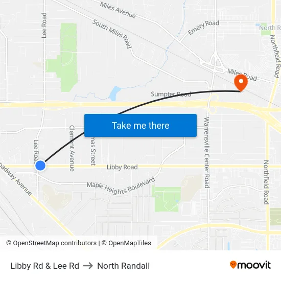Libby Rd & Lee Rd to North Randall map