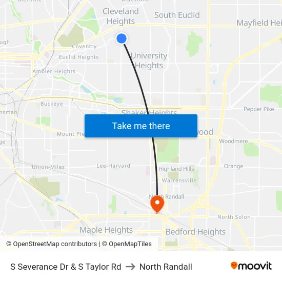 S Severance Dr & S Taylor Rd to North Randall map