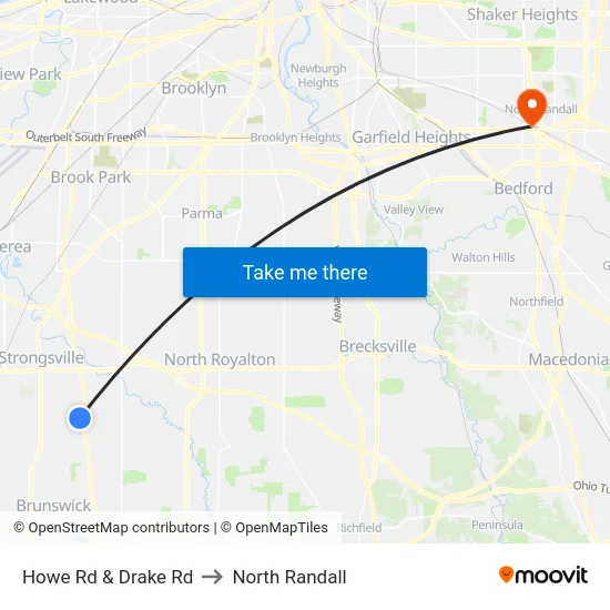 Howe Rd & Drake Rd to North Randall map