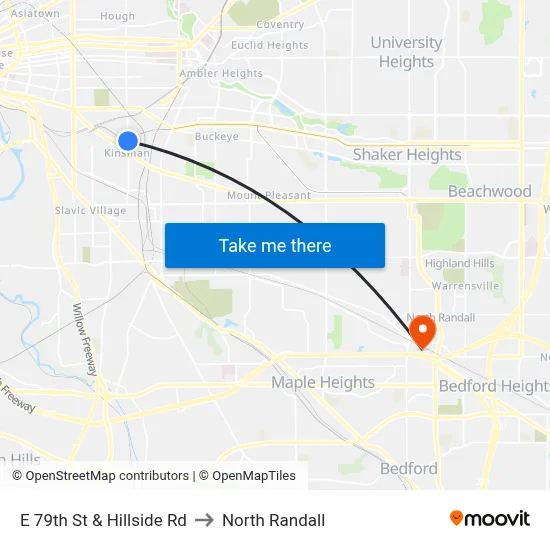 E 79th St & Hillside Rd to North Randall map