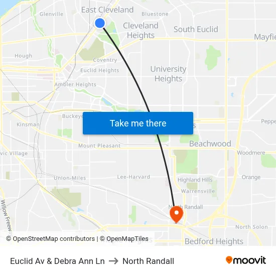 Euclid Av & Debra Ann Ln to North Randall map