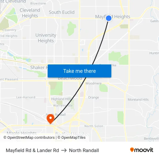 Mayfield Rd & Lander Rd to North Randall map
