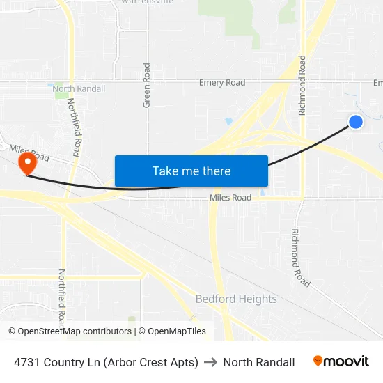 4731 Country Ln (Arbor Crest Apts) to North Randall map