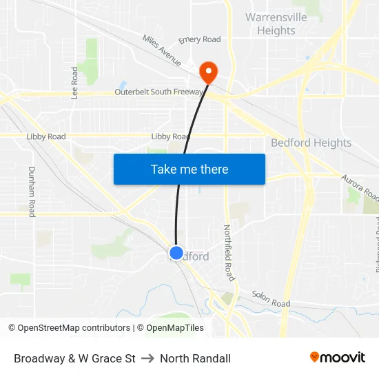 Broadway & W Grace St to North Randall map