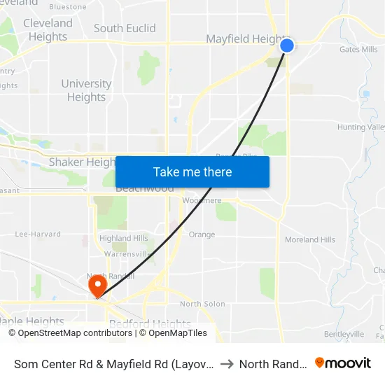 Som Center Rd & Mayfield Rd (Layover) to North Randall map
