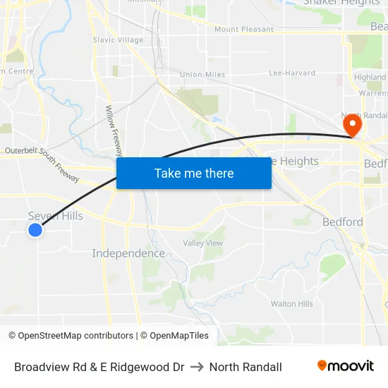 Broadview Rd & E Ridgewood Dr to North Randall map