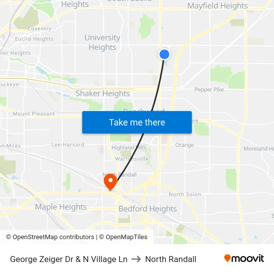 George Zeiger Dr & N Village Ln to North Randall map