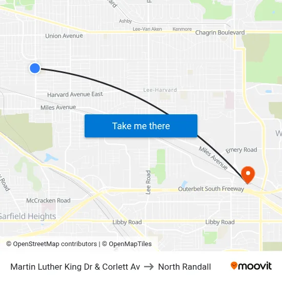 Martin Luther King Dr & Corlett Av to North Randall map
